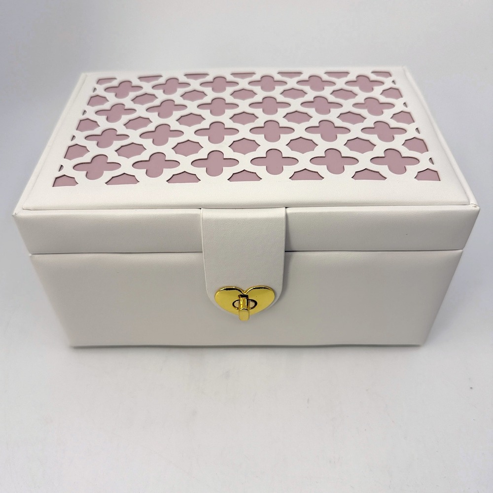 Tiny Blessings Girls Jewelry Box White Pink Mirror Organizer Open Box Imperfect